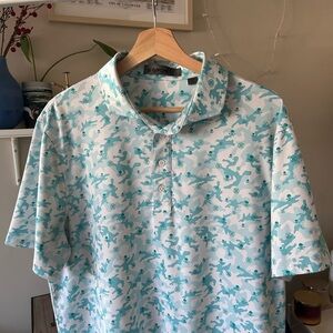 G/Fore Camo Tech Golf Performance Blue Skull Polo Shirt